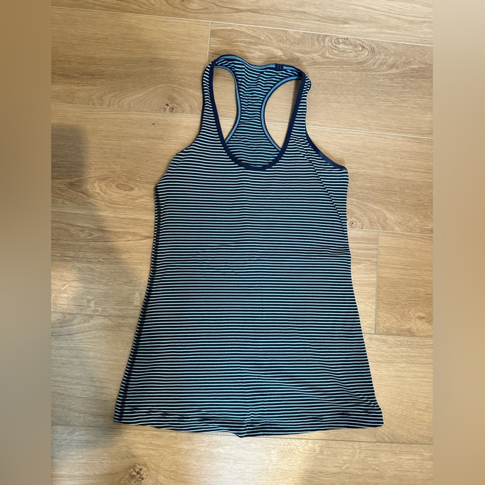 Lululemon Athletica navy and blue Striped Tank Top